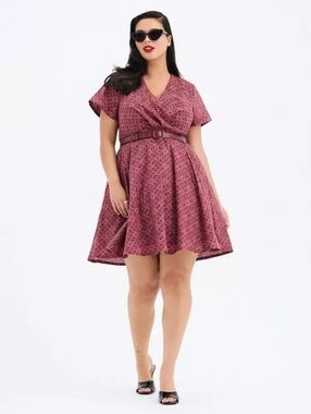 Torrid Geometric Retro Surplice Mini Dress Size 20